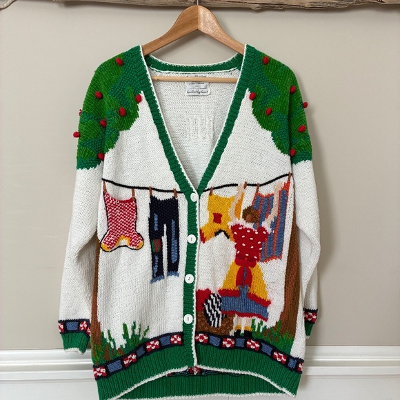 Quirky Fun Cardigan Sweater! Size L - Picture 1 of 6